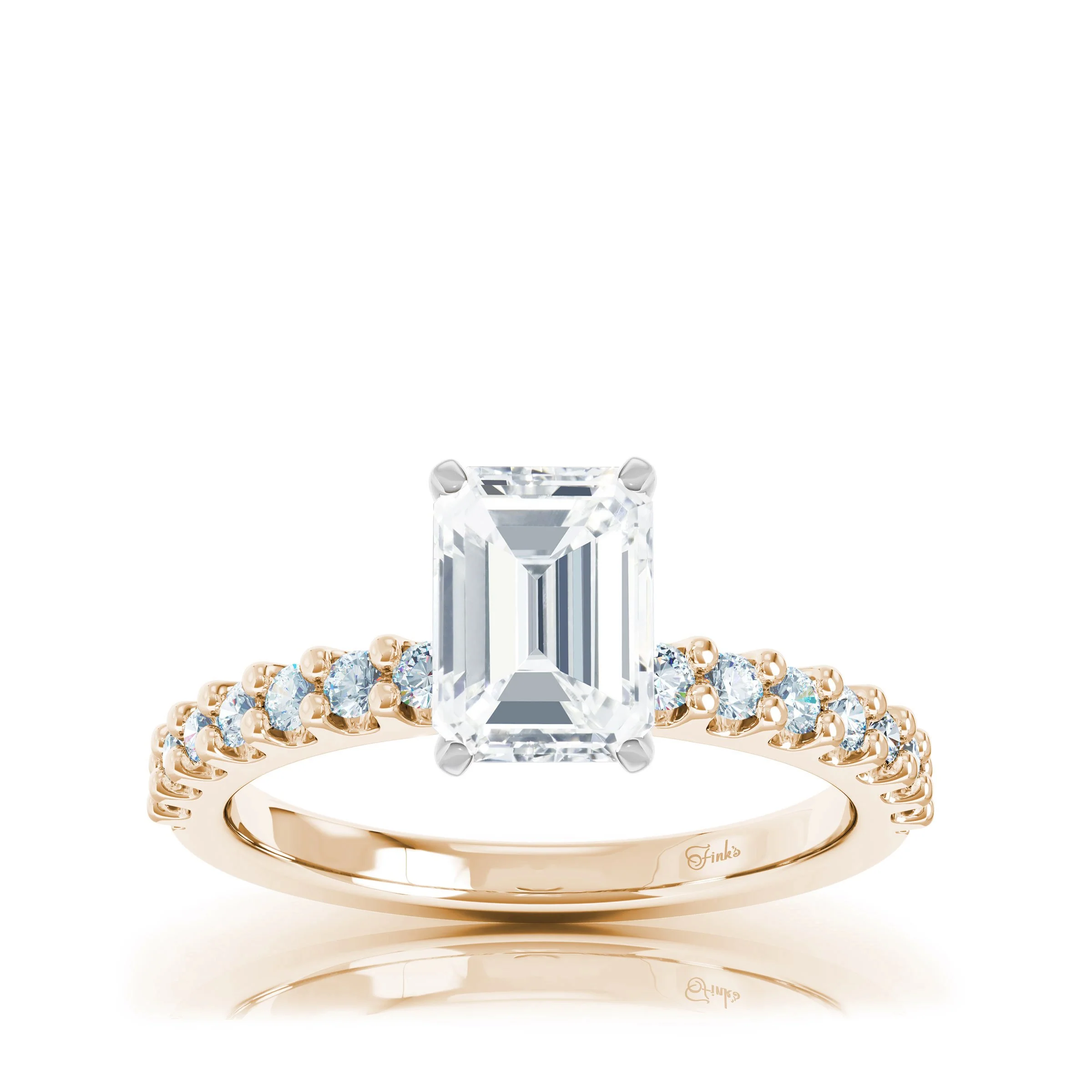 The Studio Collection Emerald Cut Center Diamond and Diamond Shank Engagement Ring - Image 4