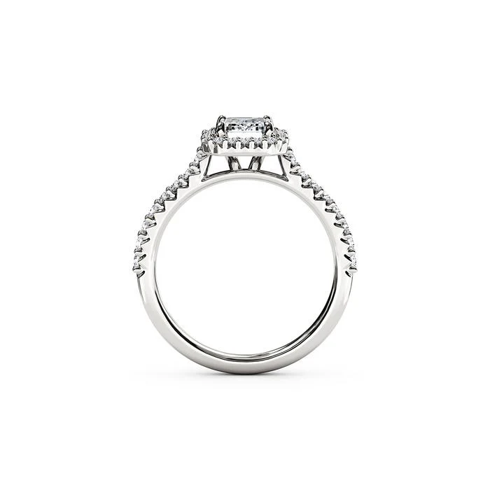 The Studio Collection Emerald Center Diamond and Halo Engagement Ring - Image 3