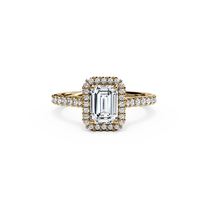 The Studio Collection Emerald Center Diamond and Halo Engagement Ring - Image 4