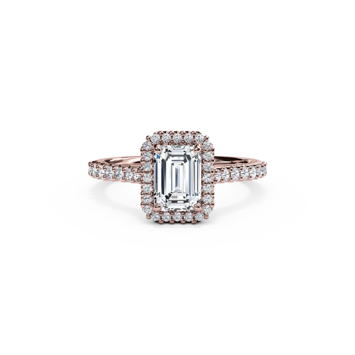 The Studio Collection Emerald Center Diamond and Halo Engagement Ring - Image 5