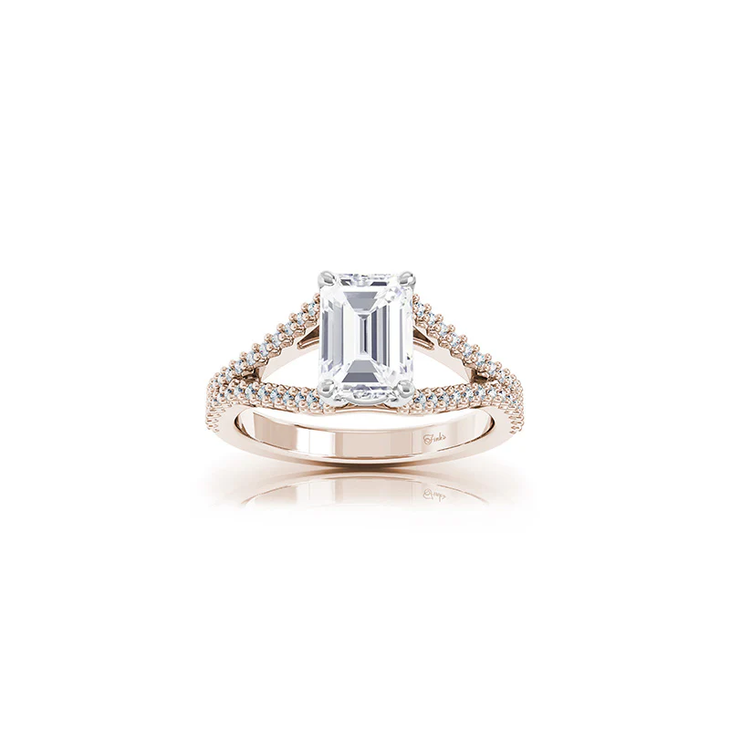 The Studio Collection Emerald Center Diamond and Split Diamond Shank Engagement Ring - Image 4