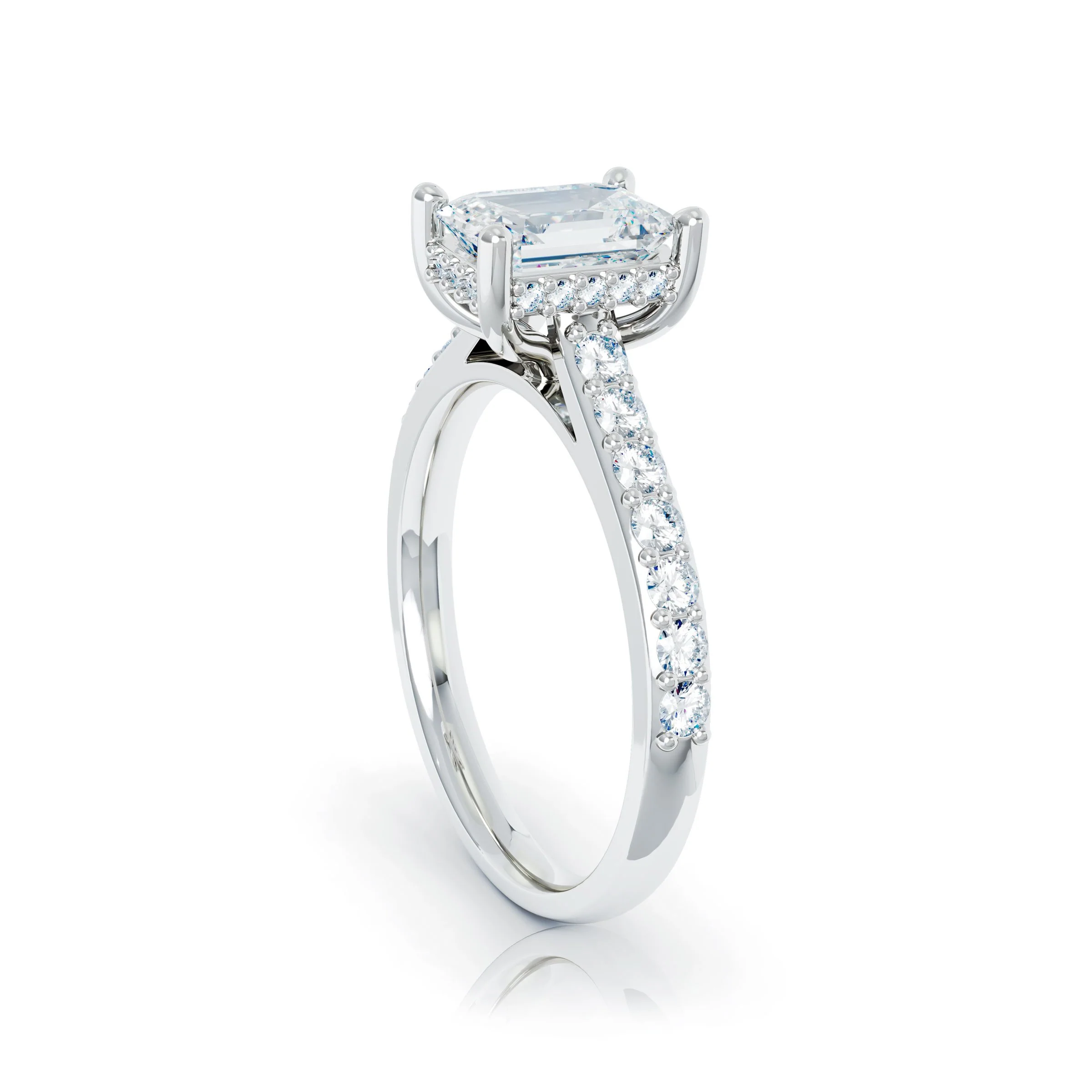 The Studio Collection Emerald Center Diamond with Diamond Gallery and Shank Engagement Ring - Image 2