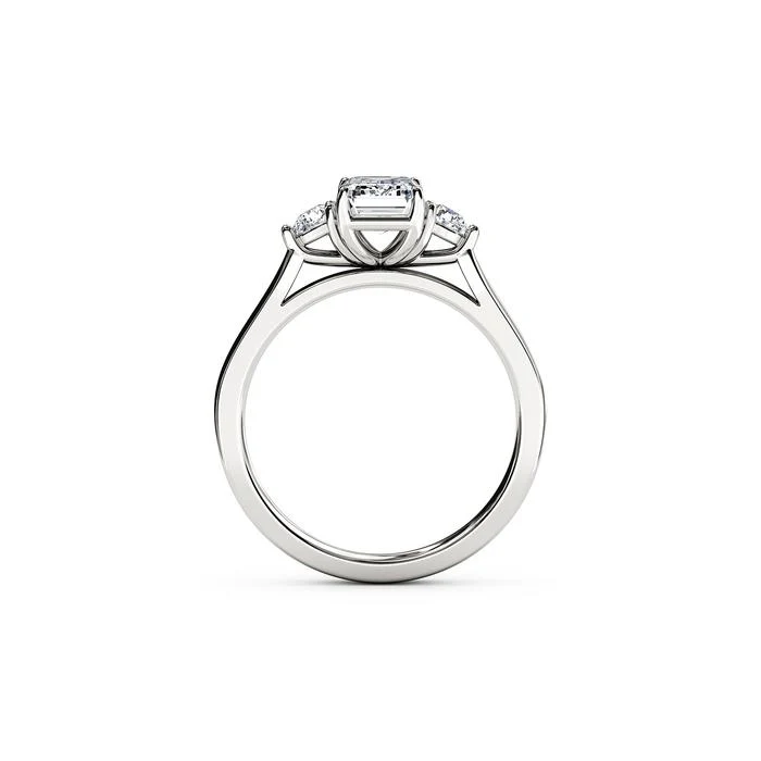 The Studio Collection Emerald Center Diamond with Side Diamond Accents Engagement Ring - Image 3