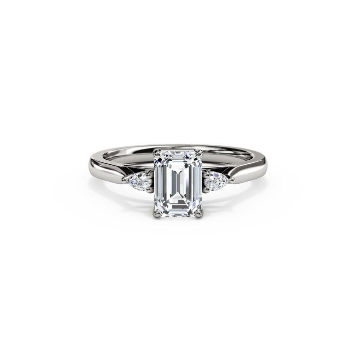The Studio Collection Emerald Center Diamond with Side Diamond Accents Engagement Ring - Image 6