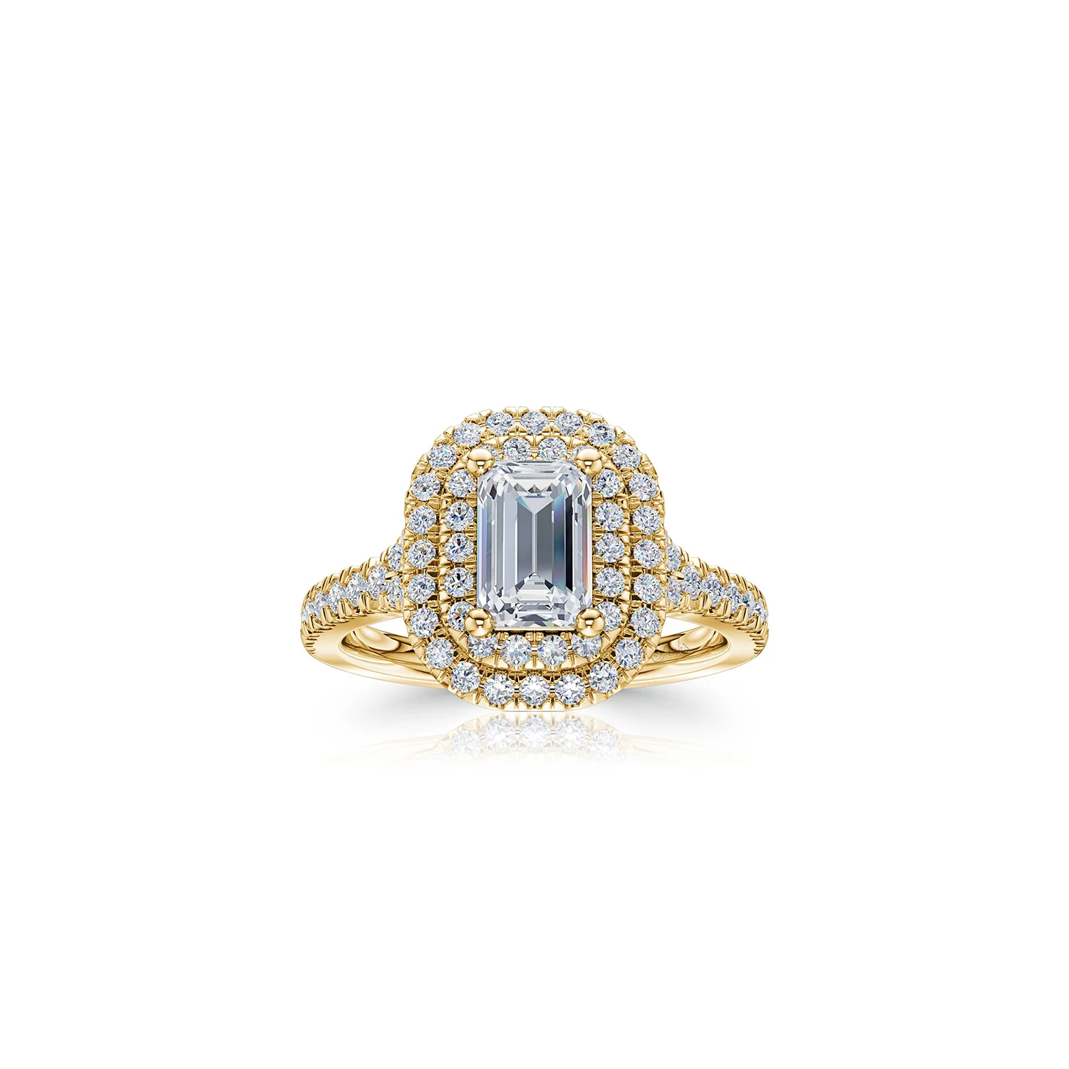The Studio Collection Emerald Cut Center Diamond and Diamond Double Halo Engagement Ring - Image 4