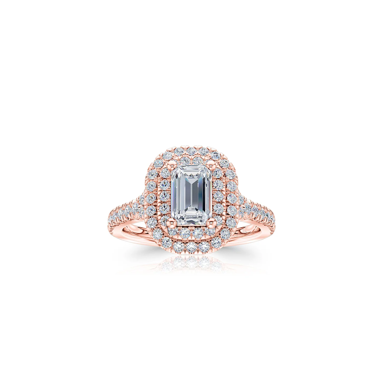 The Studio Collection Emerald Cut Center Diamond and Diamond Double Halo Engagement Ring - Image 5