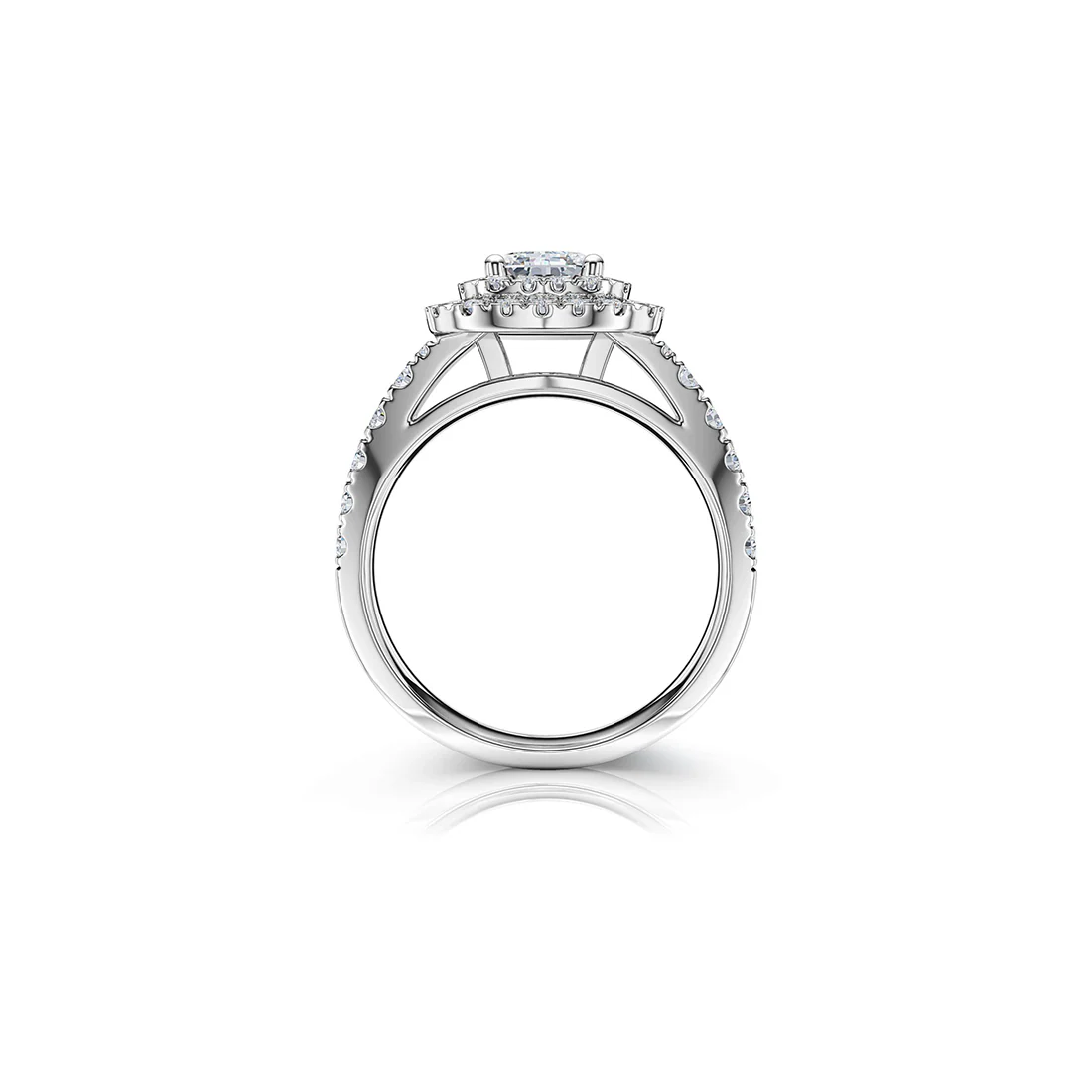 The Studio Collection Emerald Cut Diamond Double Halo Engagement Ring - Image 3