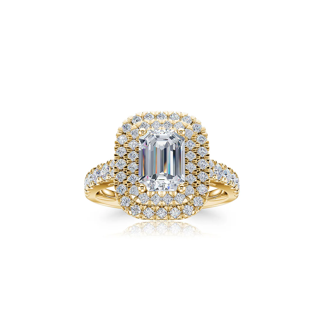 The Studio Collection Emerald Cut Diamond Double Halo Engagement Ring - Image 4