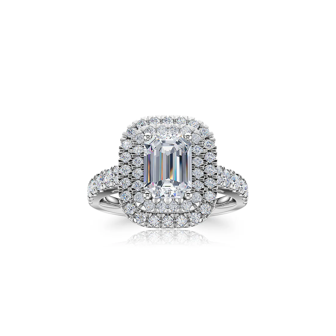 The Studio Collection Emerald Cut Diamond Double Halo Engagement Ring - Image 6