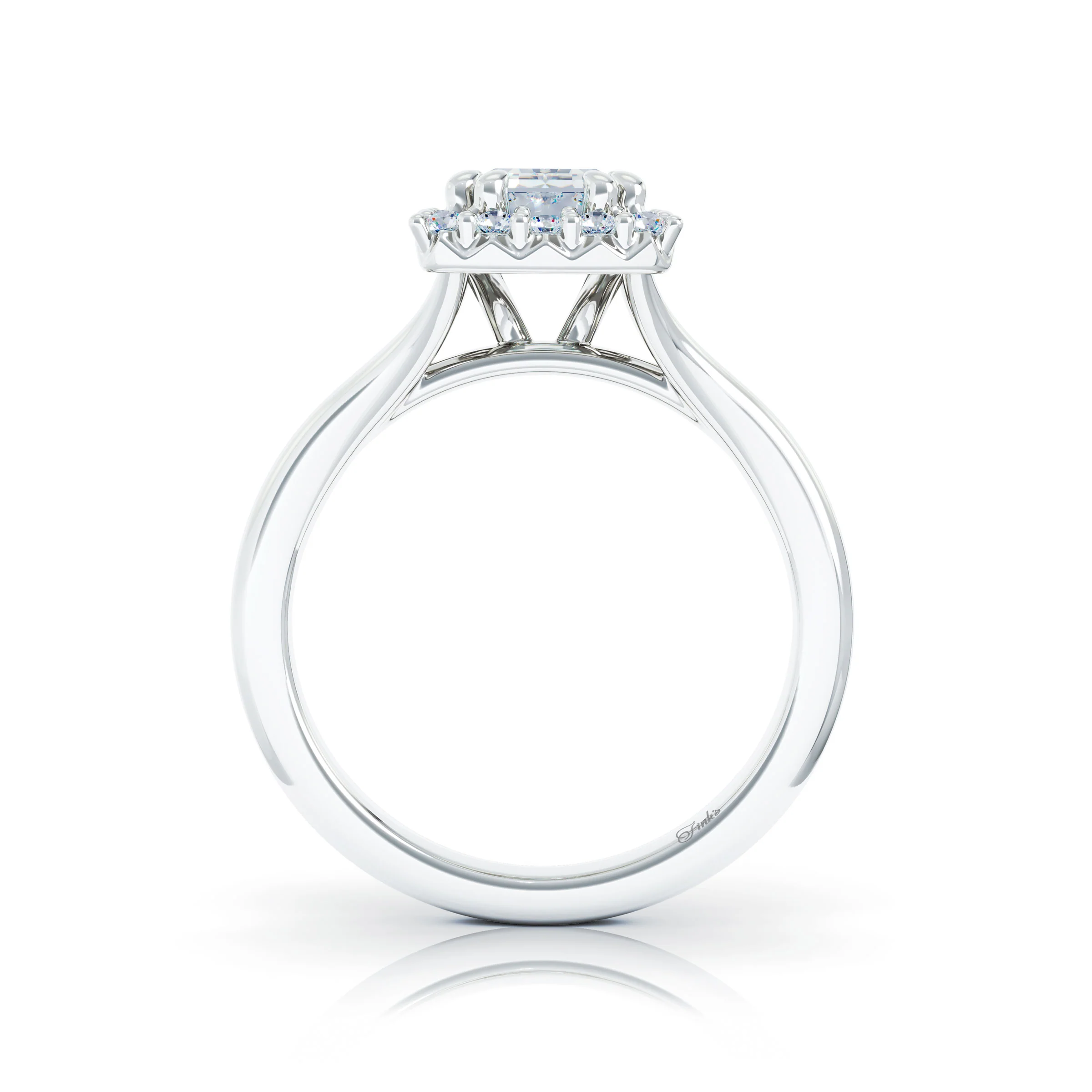 The Studio Collection Emerald Diamond Halo and Classic Shank Engagement Ring - Image 3