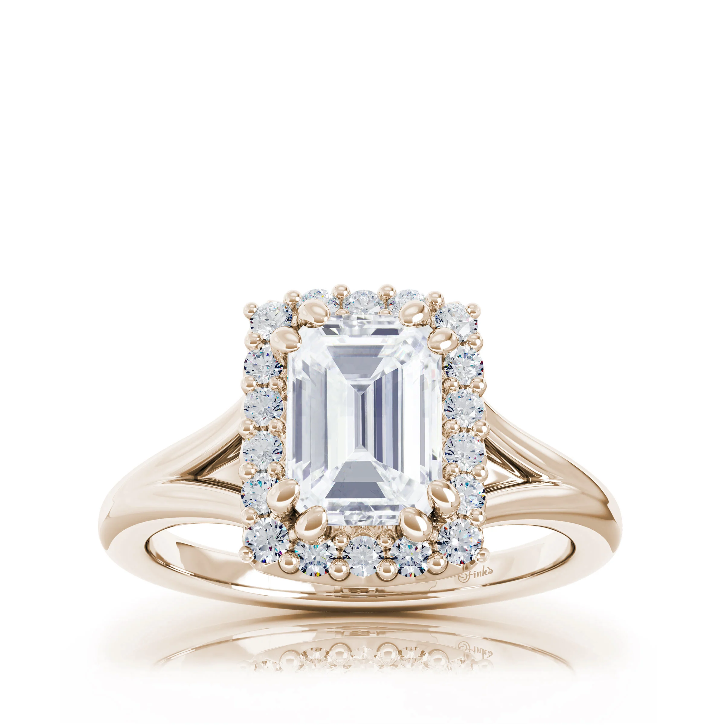 The Studio Collection Emerald Diamond Halo and Classic Shank Engagement Ring - Image 4