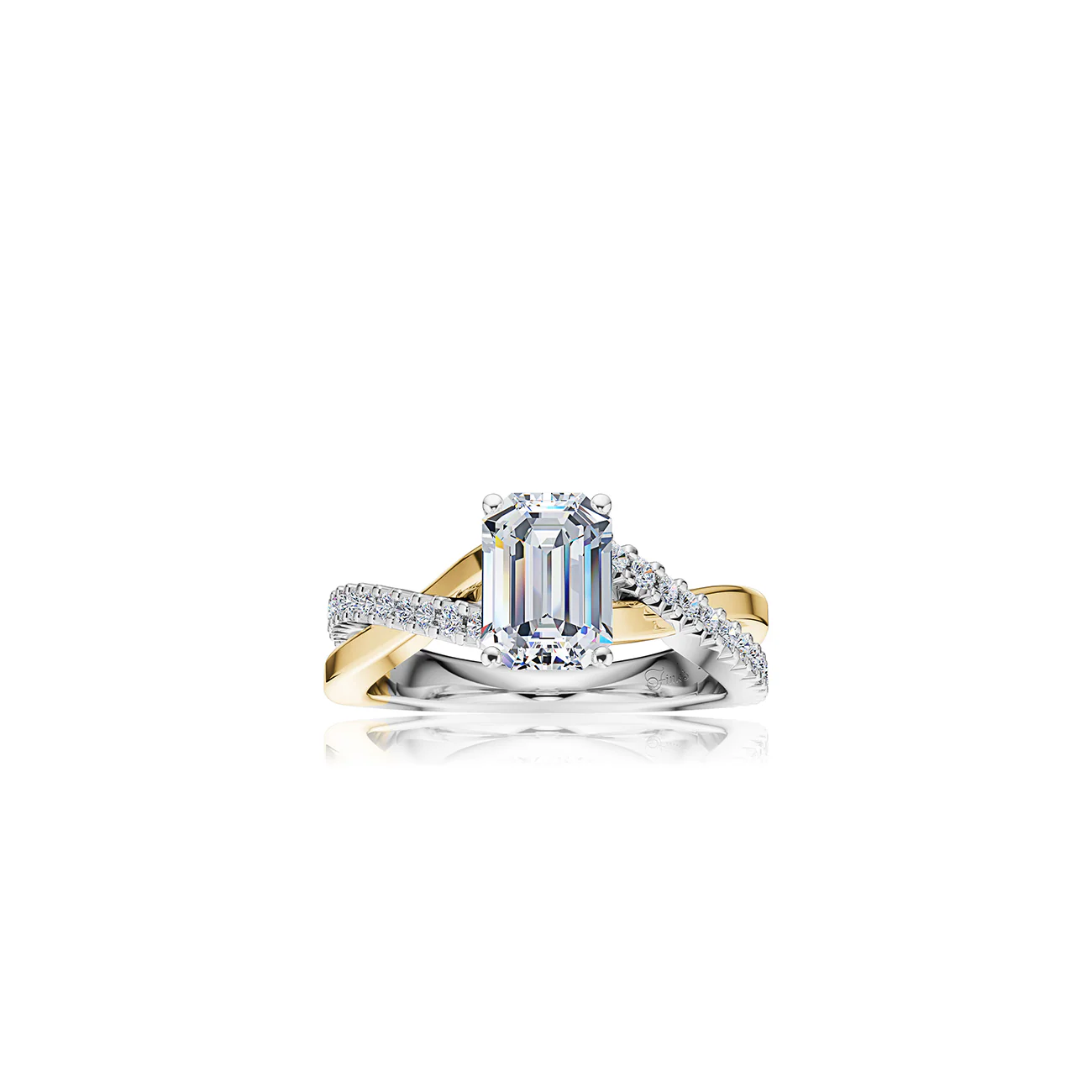 The Studio Collection Emerald Shape Center Diamond Crossover Engagement Ring - Image 6