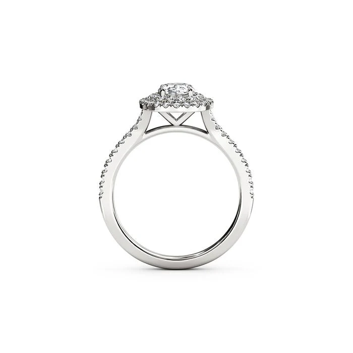 The Studio Collection Oval Center Diamond and Diamond Double Halo Engagement Ring - Image 3