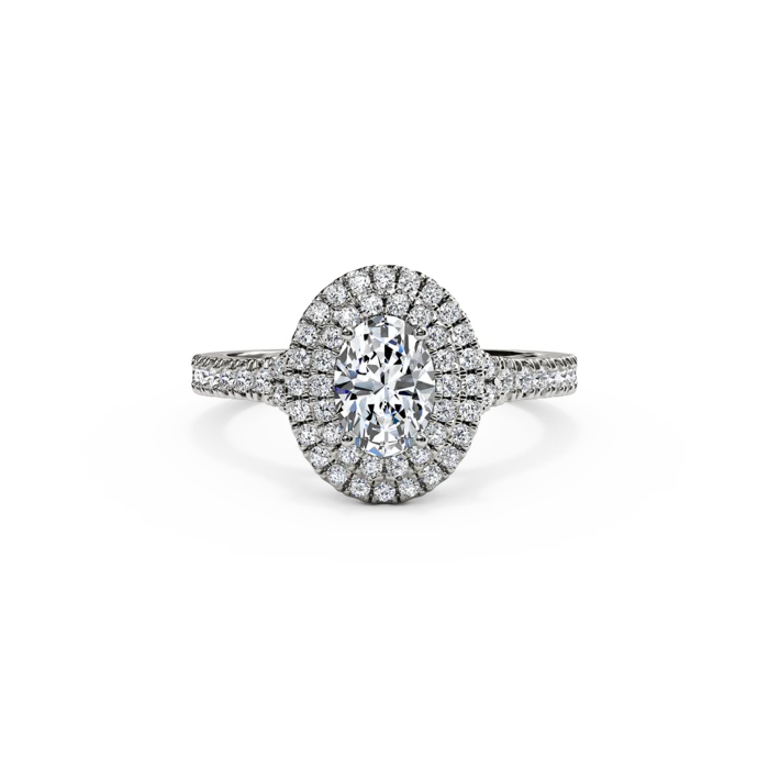 The Studio Collection Oval Center Diamond and Diamond Double Halo Engagement Ring - Image 6