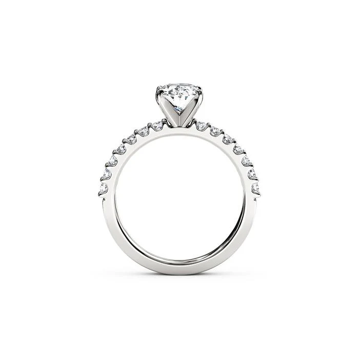 The Studio Collection Oval Center Diamond and Diamond Shank Engagement Ring - Image 3