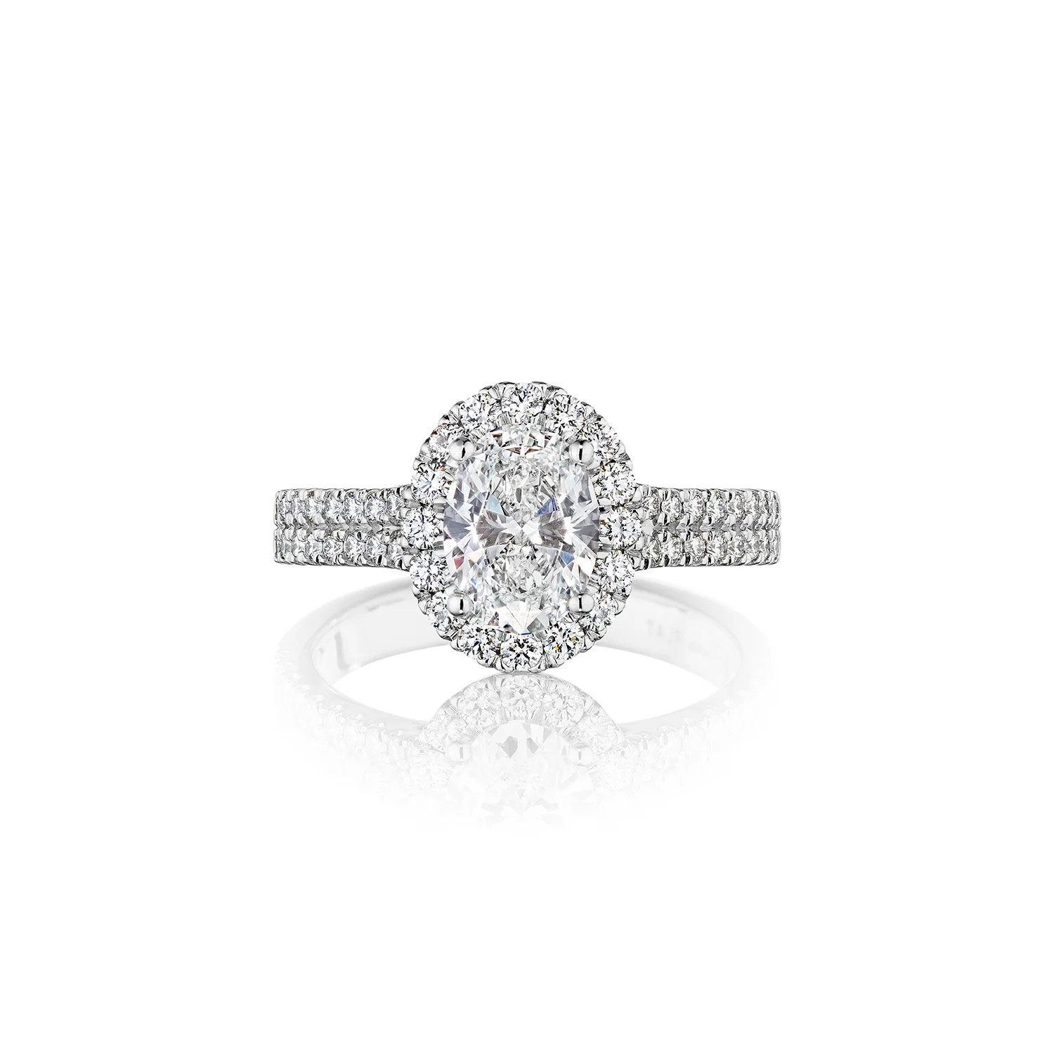 The Studio Collection Oval Center Diamond and Halo Engagement Ring in Platinum