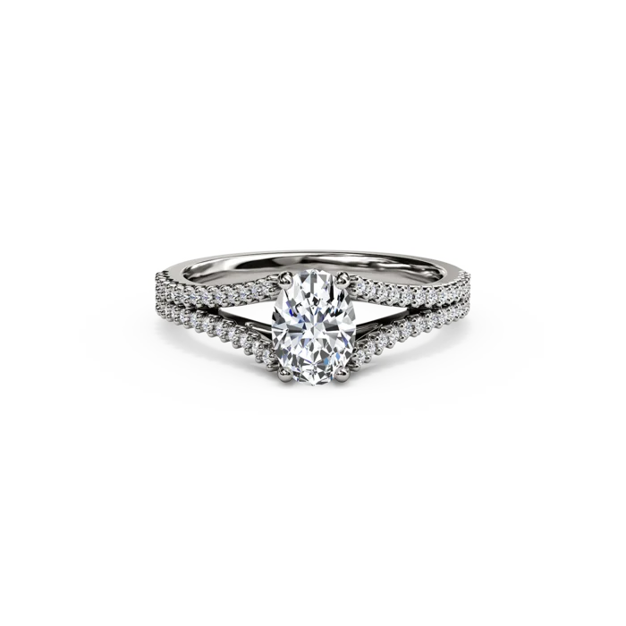 The Studio Collection Oval Center Diamond and Split Diamond Shank Engagement Ring