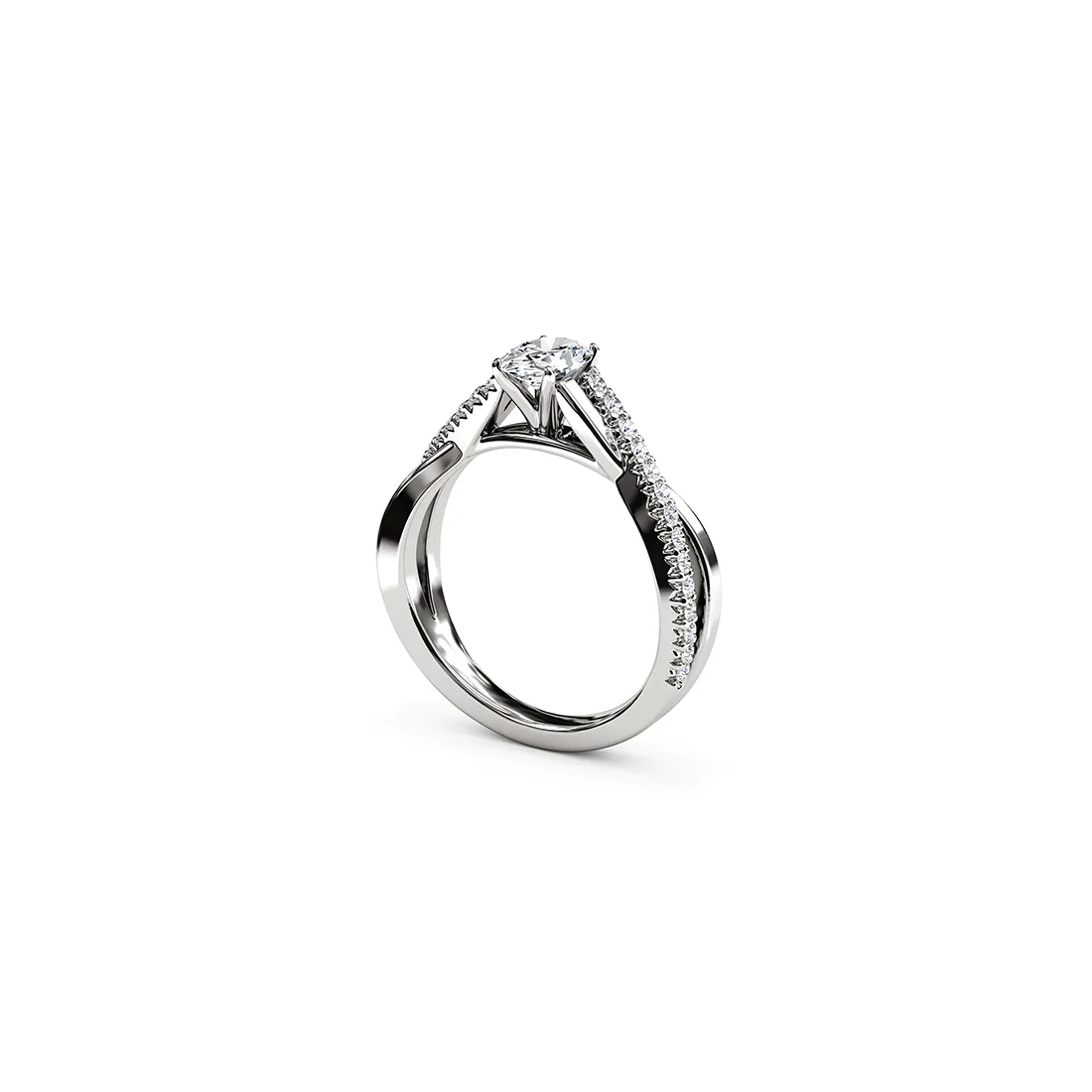 The Studio Collection Oval Center Diamond Crossover Engagement Ring - Image 2