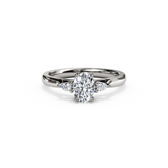 The Studio Collection Oval Center Diamond with Side Diamond Accents Engagement Ring - Image 6
