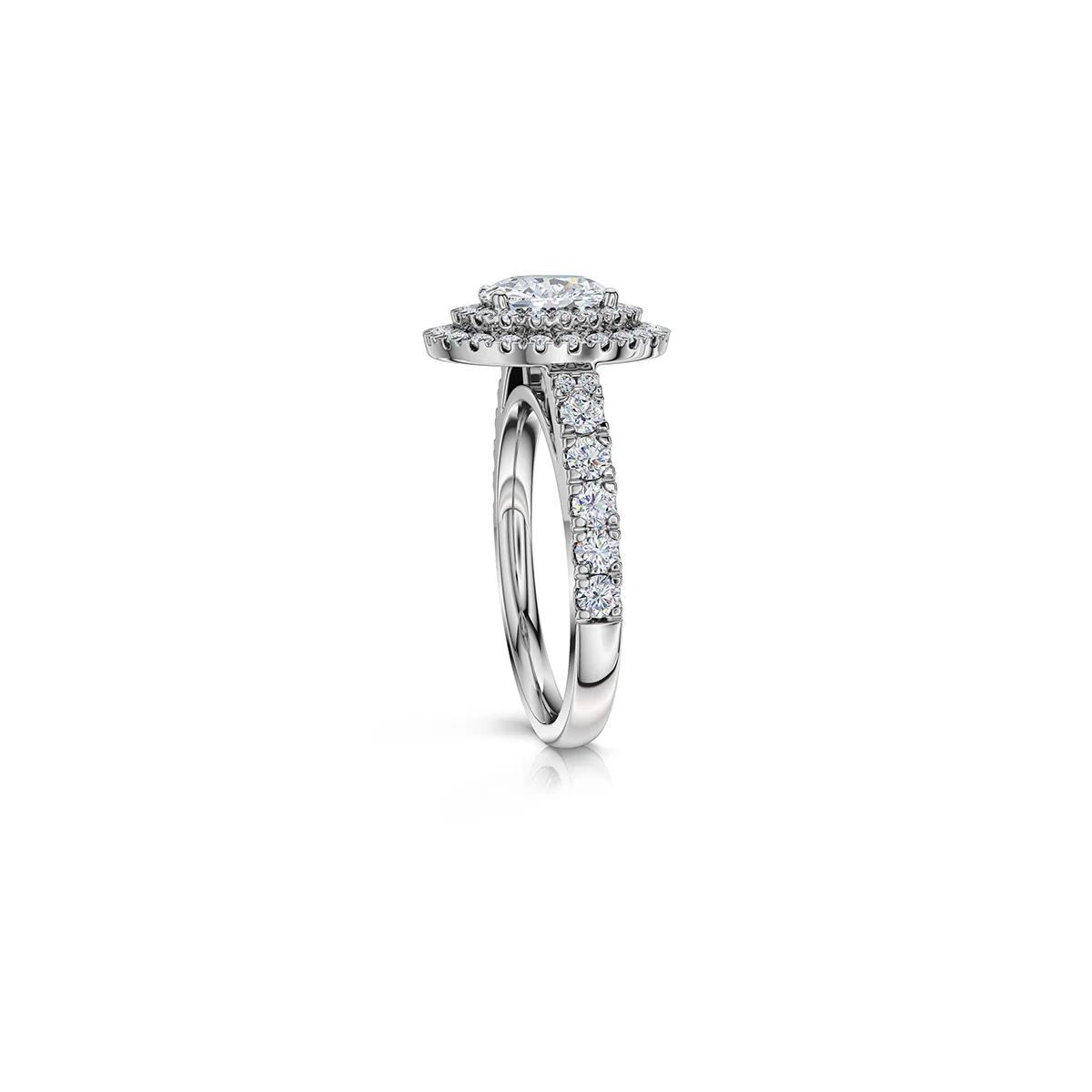 The Studio Collection Oval Diamond Double Halo Engagement Ring - Image 2