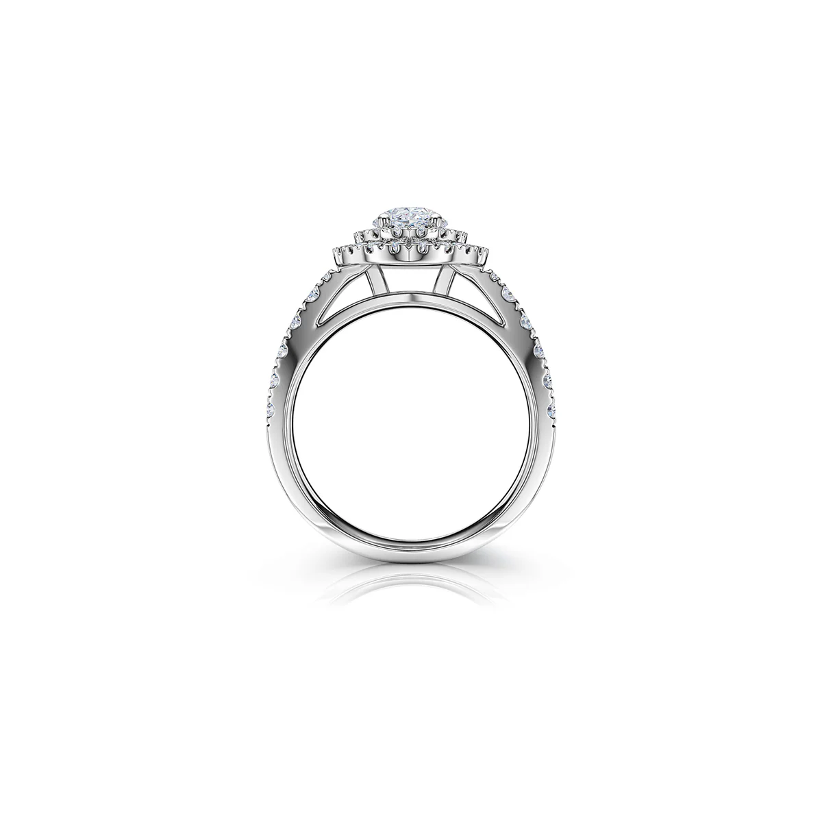 The Studio Collection Oval Diamond Double Halo Engagement Ring - Image 3