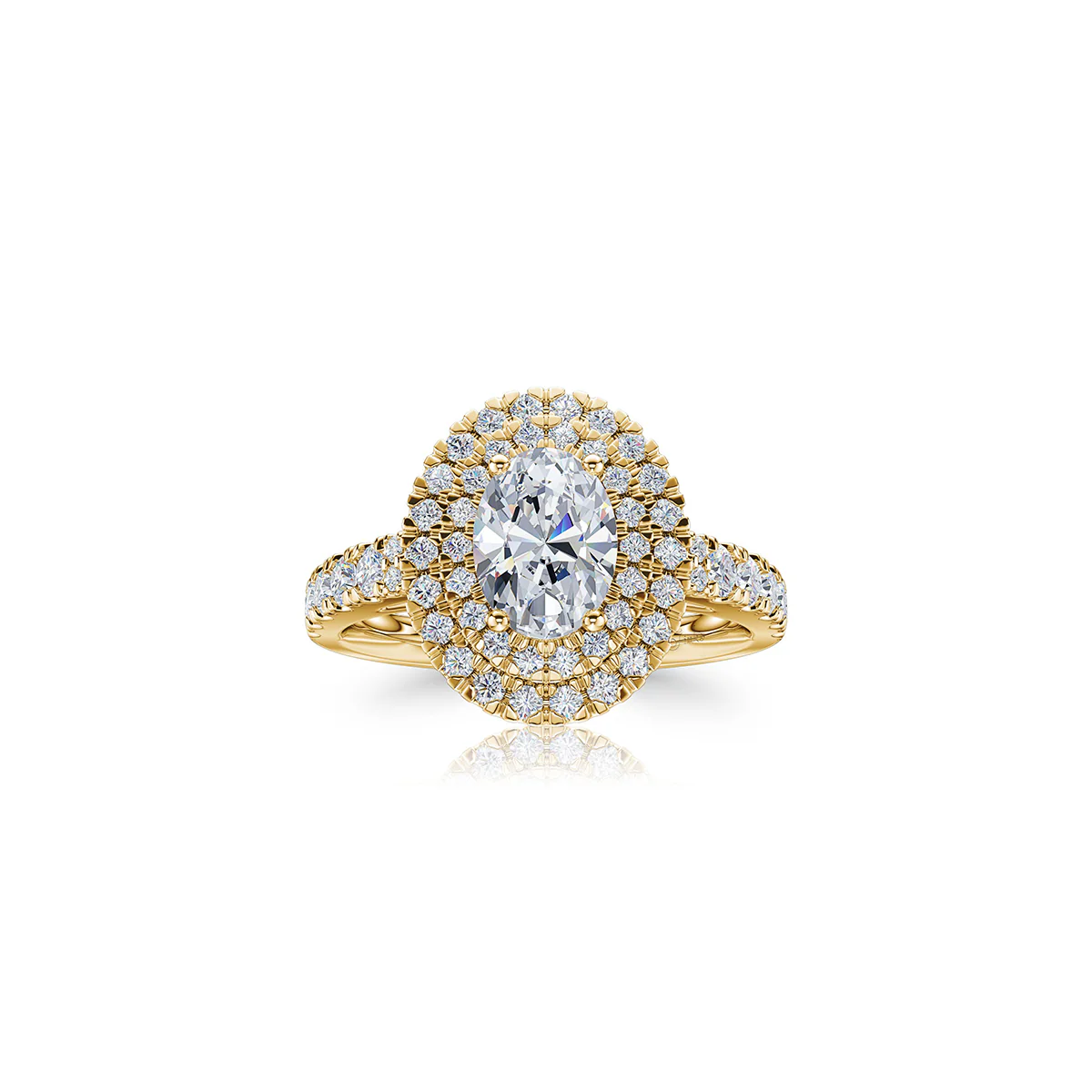 The Studio Collection Oval Diamond Double Halo Engagement Ring - Image 4