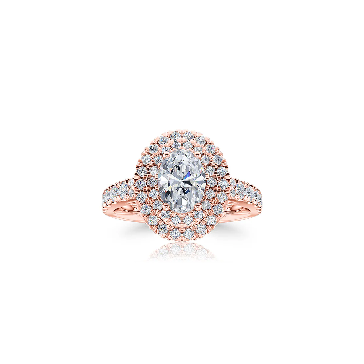 The Studio Collection Oval Diamond Double Halo Engagement Ring - Image 5