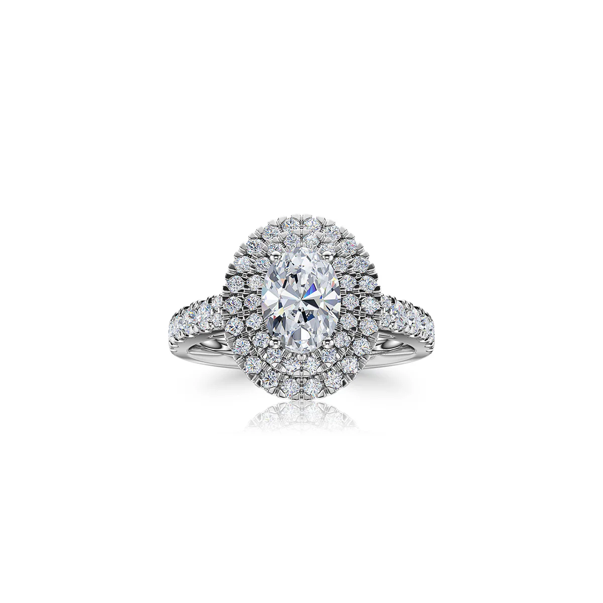 The Studio Collection Oval Diamond Double Halo Engagement Ring - Image 6