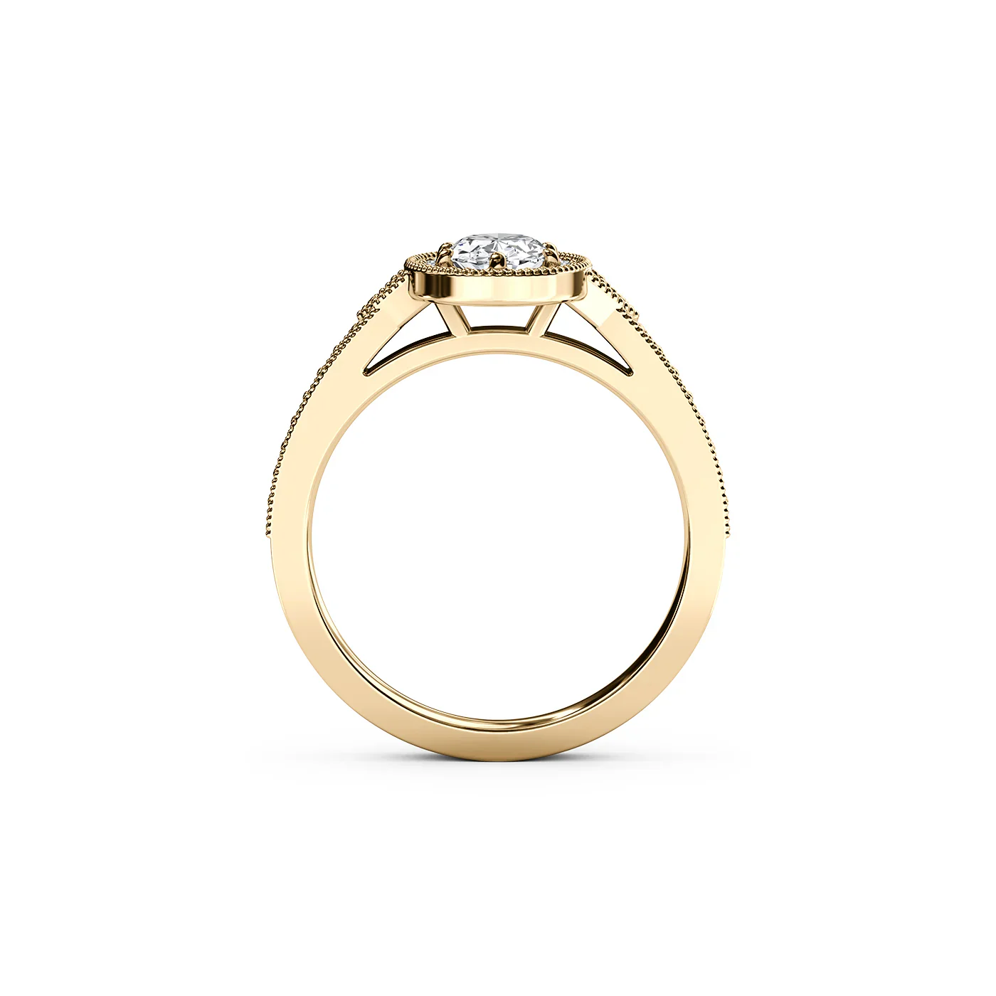 The Studio Collection Oval Diamond Engagement Ring with Round Diamond Halo in Yellow Gold - Image 3