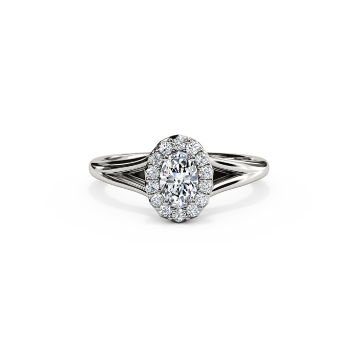 The Studio Collection Oval Diamond Halo and Classic Shank Engagement Ring - Image 6