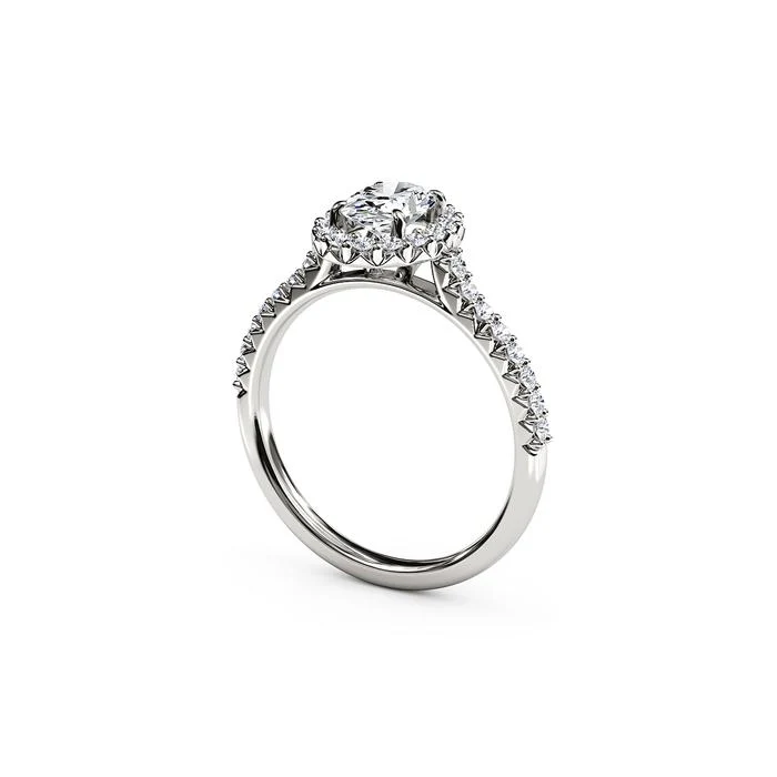 The Studio Collection Oval Diamond Halo and Diamond Shank Engagement Ring - Image 3