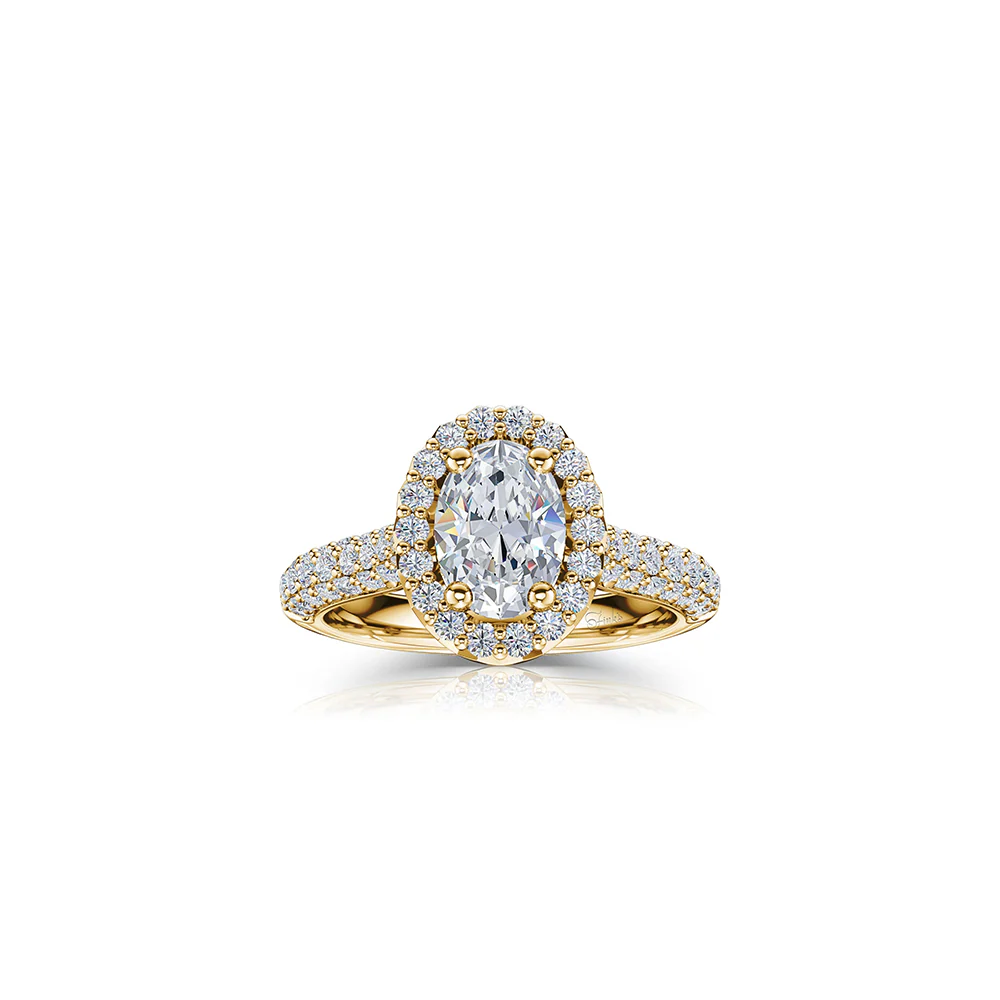 The Studio Collection Oval Diamond Halo Pavé Shank Engagement Ring - Image 4