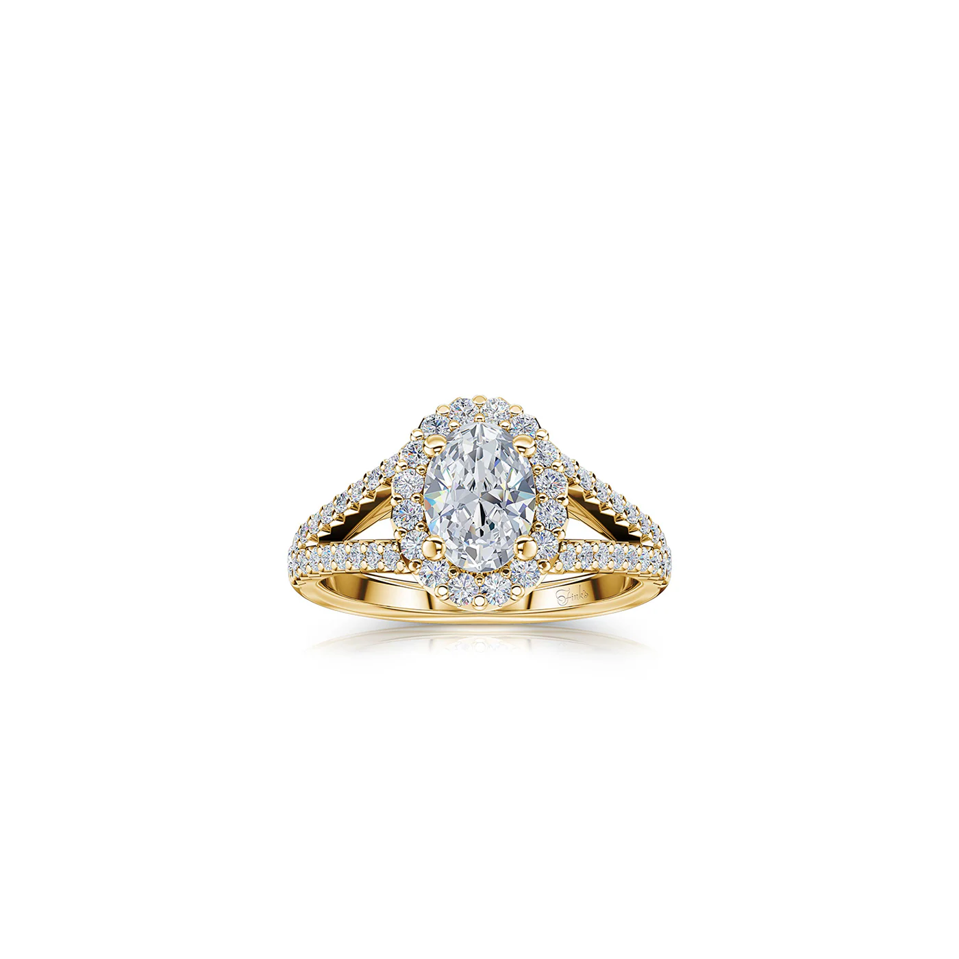 The Studio Collection Oval Diamond Halo Split Shank Engagement Ring - Image 4