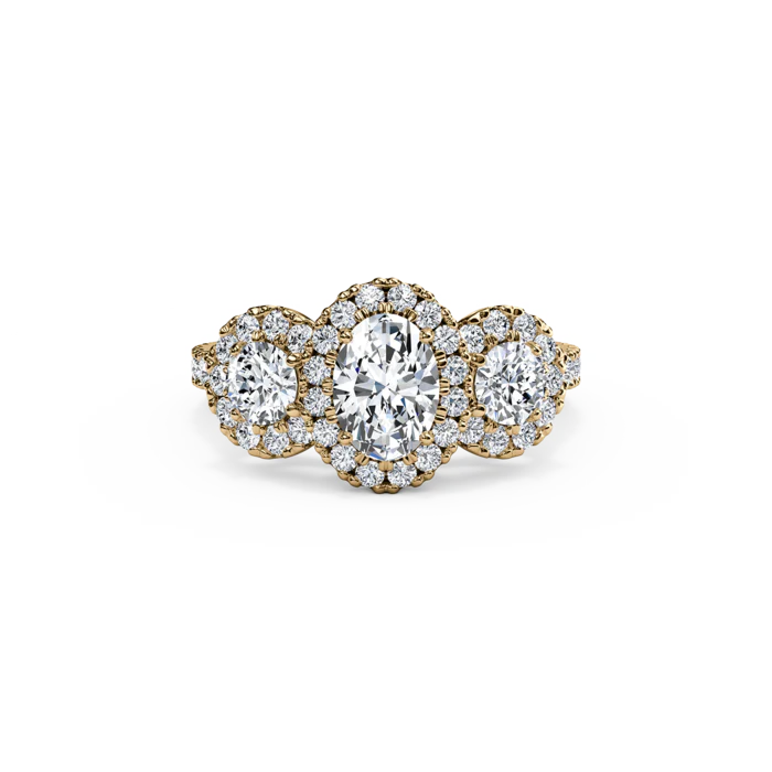 The Studio Collection Oval Diamond Halo Three Stone Engagement Ring - Image 4