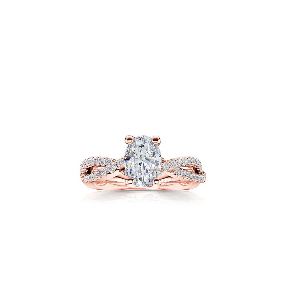 The Studio Collection Oval Diamond Twist Shank Engagement Ring - Image 5