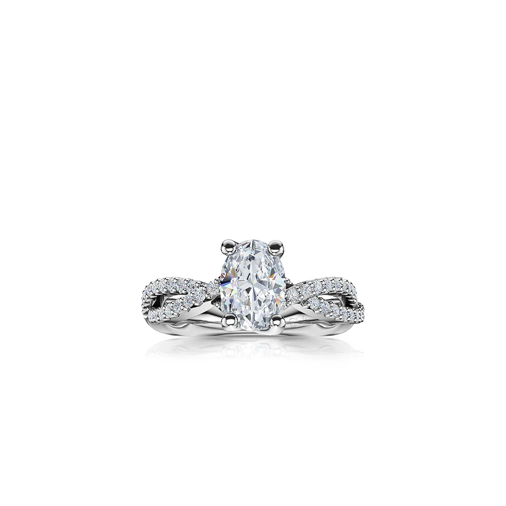 The Studio Collection Oval Diamond Twist Shank Engagement Ring - Image 6