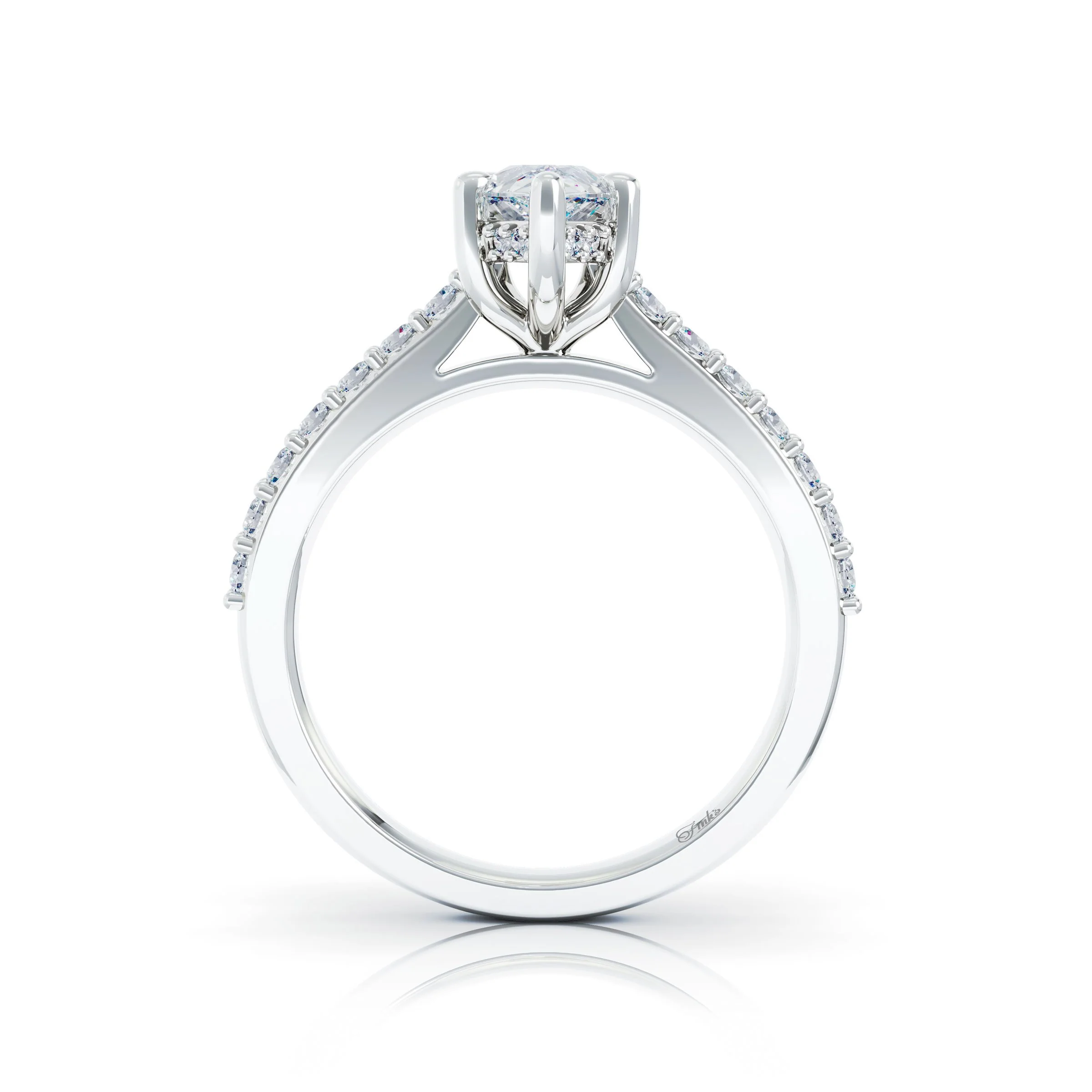 The Studio Collection Pear Center Diamond with Diamond Gallery and Shank Engagement Ring - Image 3