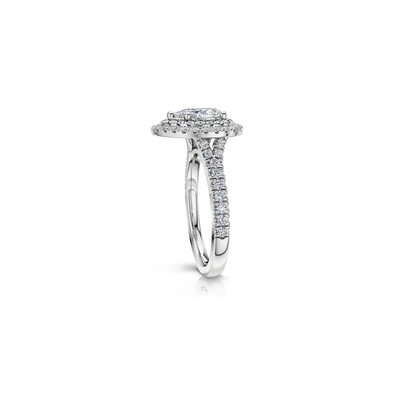 The Studio Collection Pear Shape Center Diamond and Diamond Double Halo Engagement Ring - Image 2
