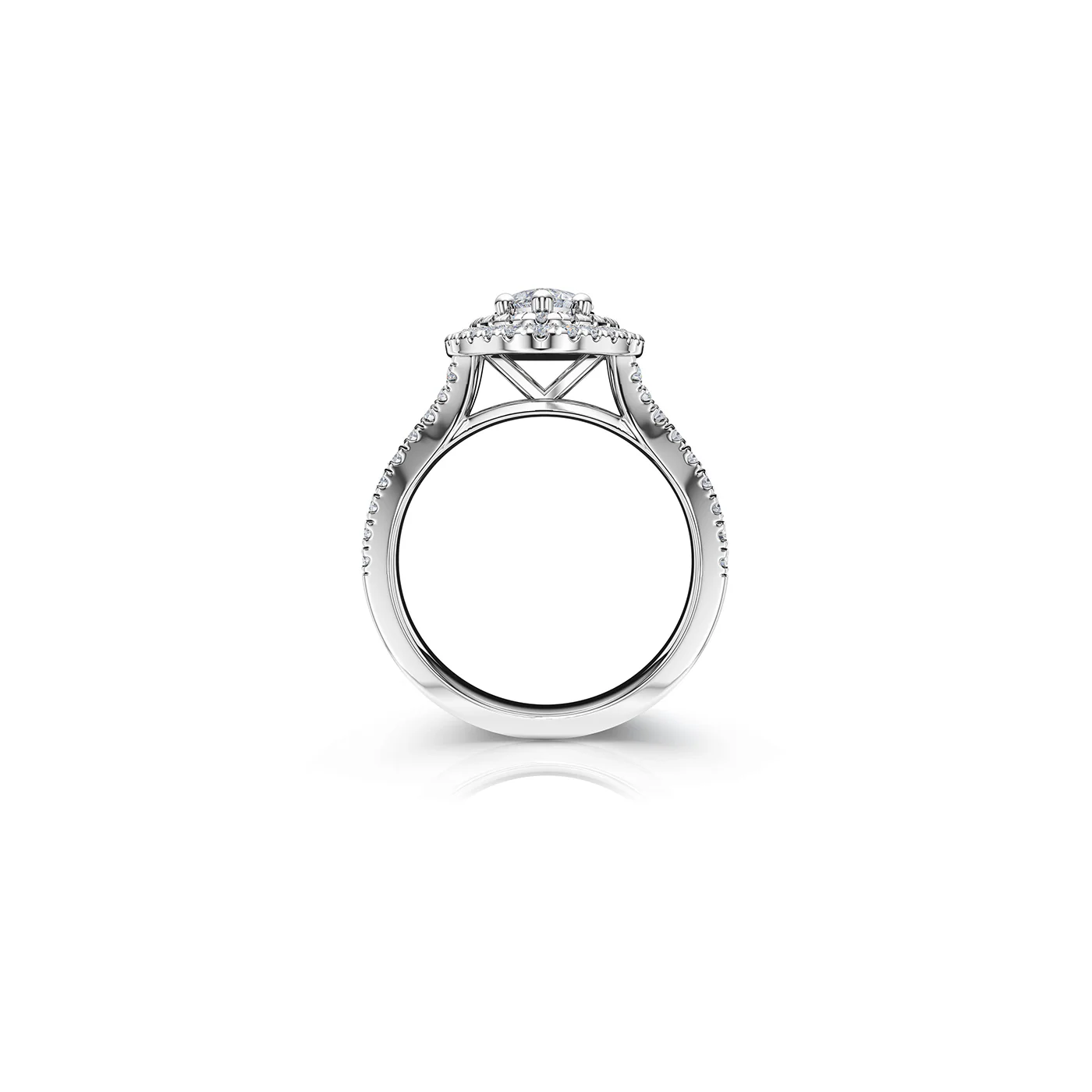 The Studio Collection Pear Shape Center Diamond and Diamond Double Halo Engagement Ring - Image 3