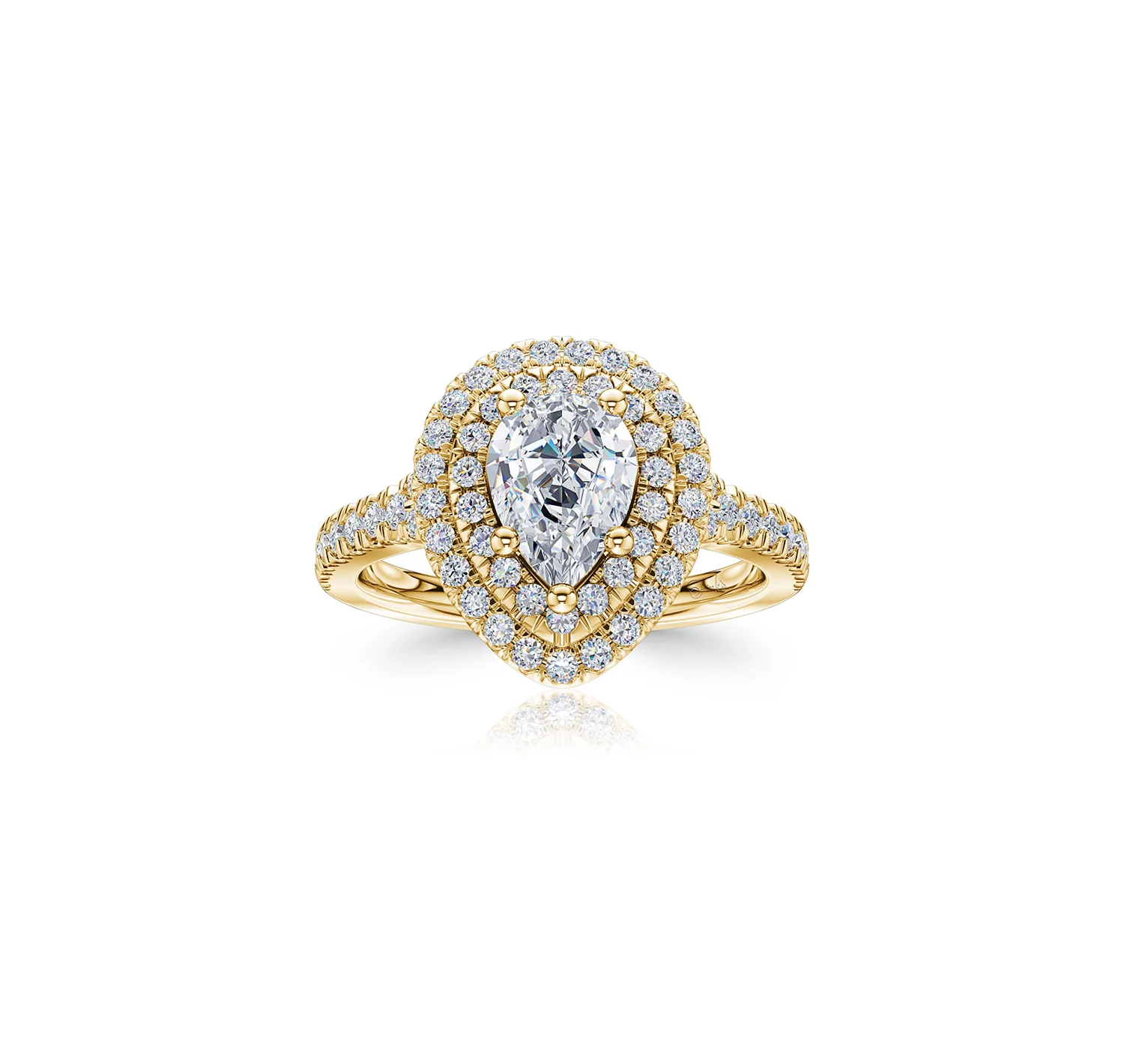 The Studio Collection Pear Shape Center Diamond and Diamond Double Halo Engagement Ring - Image 4