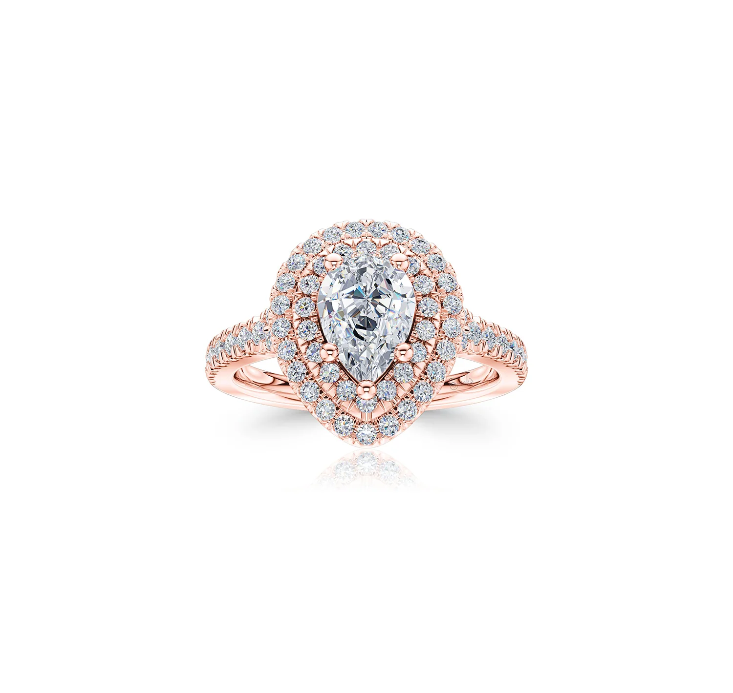 The Studio Collection Pear Shape Center Diamond and Diamond Double Halo Engagement Ring - Image 5