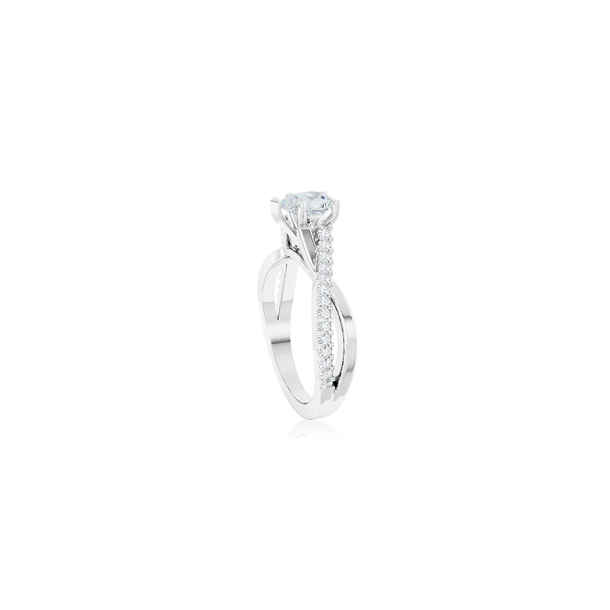 The Studio Collection Pear Shape Center Diamond Crossover Engagement Ring - Image 2