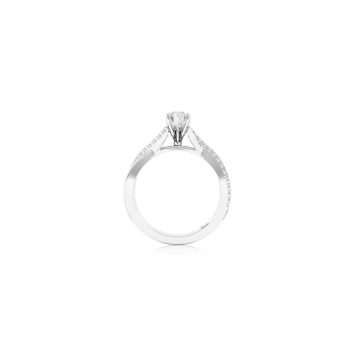 The Studio Collection Pear Shape Center Diamond Crossover Engagement Ring - Image 3