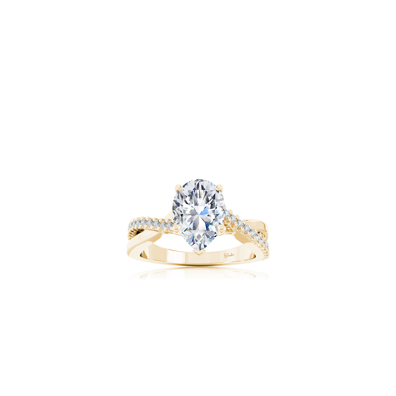 The Studio Collection Pear Shape Center Diamond Crossover Engagement Ring - Image 4