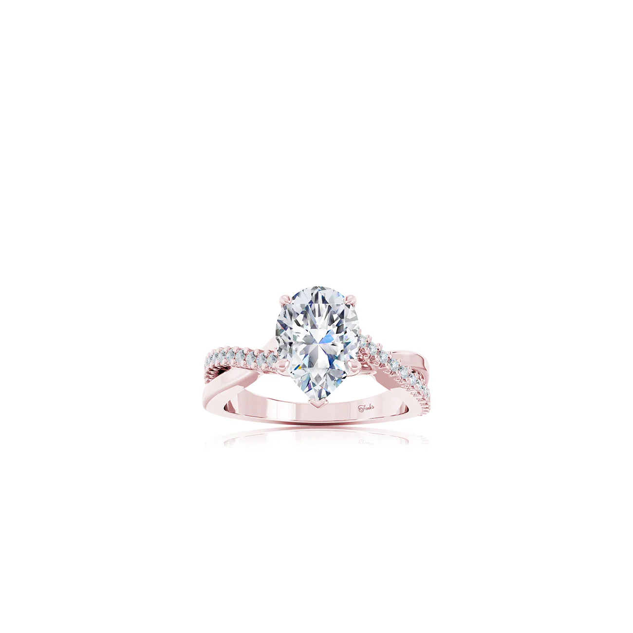 The Studio Collection Pear Shape Center Diamond Crossover Engagement Ring - Image 5