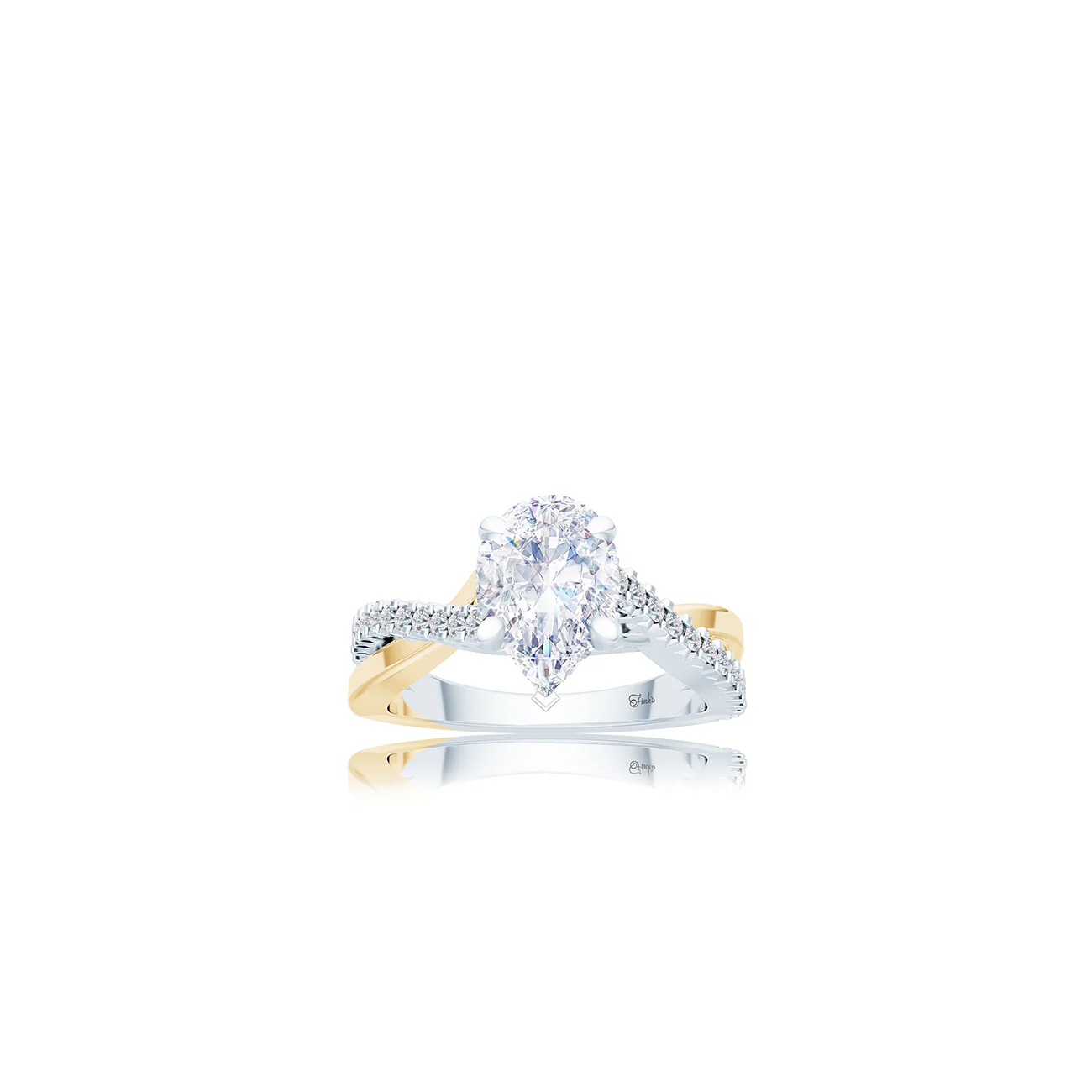 The Studio Collection Pear Shape Center Diamond Crossover Engagement Ring - Image 6