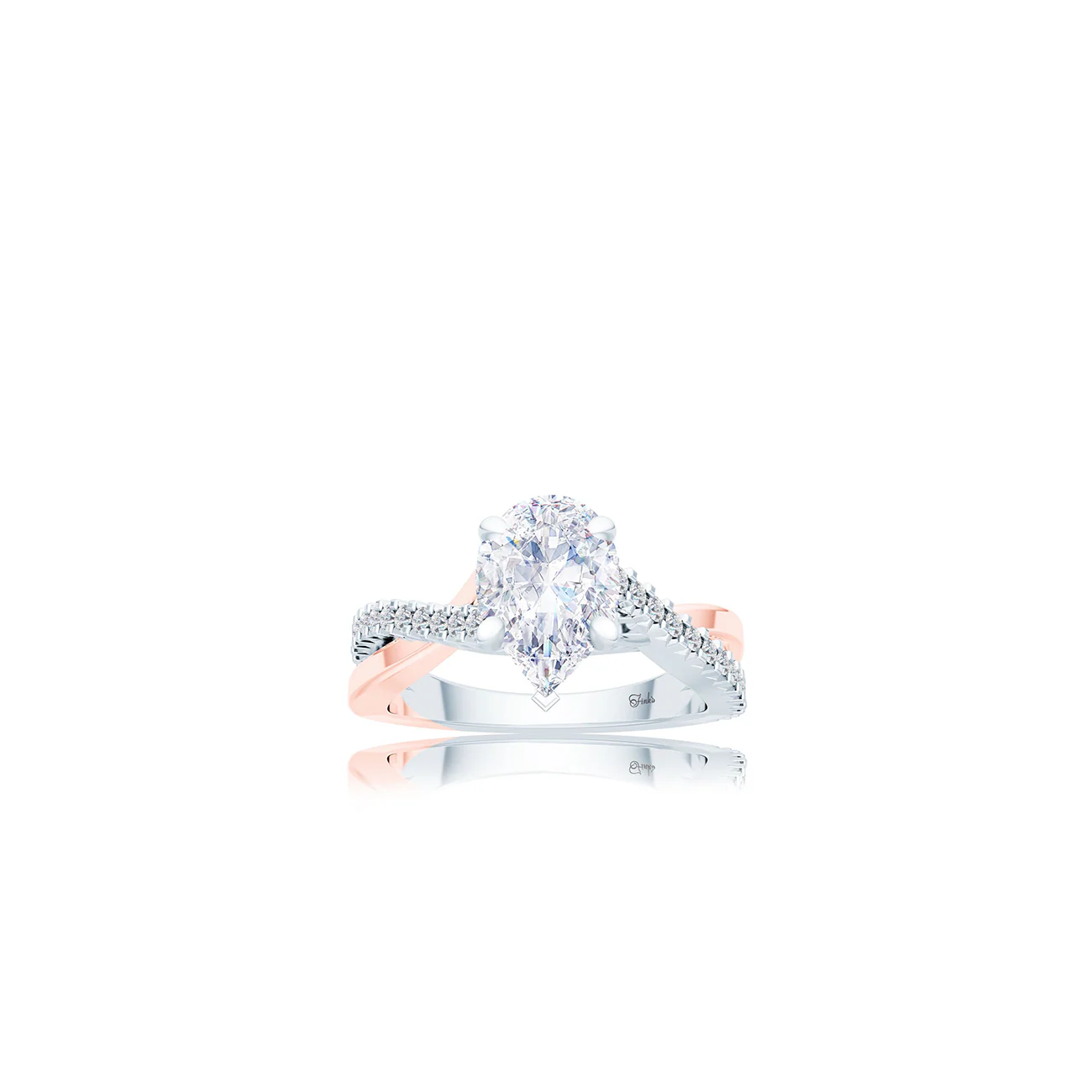 The Studio Collection Pear Shape Center Diamond Crossover Engagement Ring - Image 7