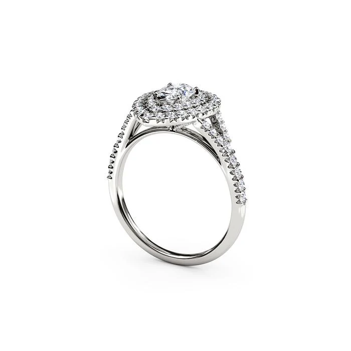The Studio Collection Pear Shape Diamond Double Halo Split Shank Engagement Ring - Image 2