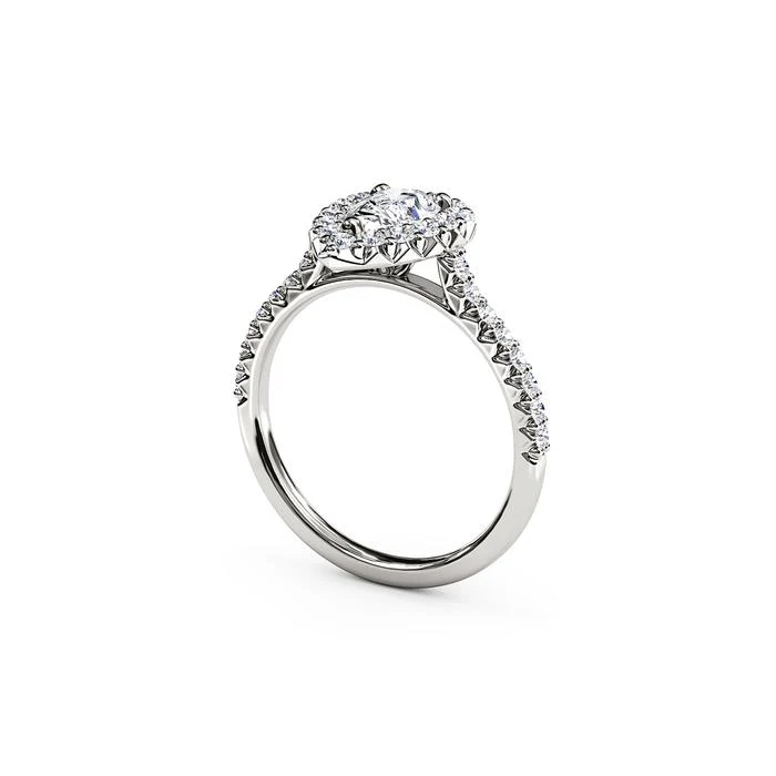The Studio Collection Pear Shape Diamond Halo and Diamond Shank Engagement Ring - Image 2