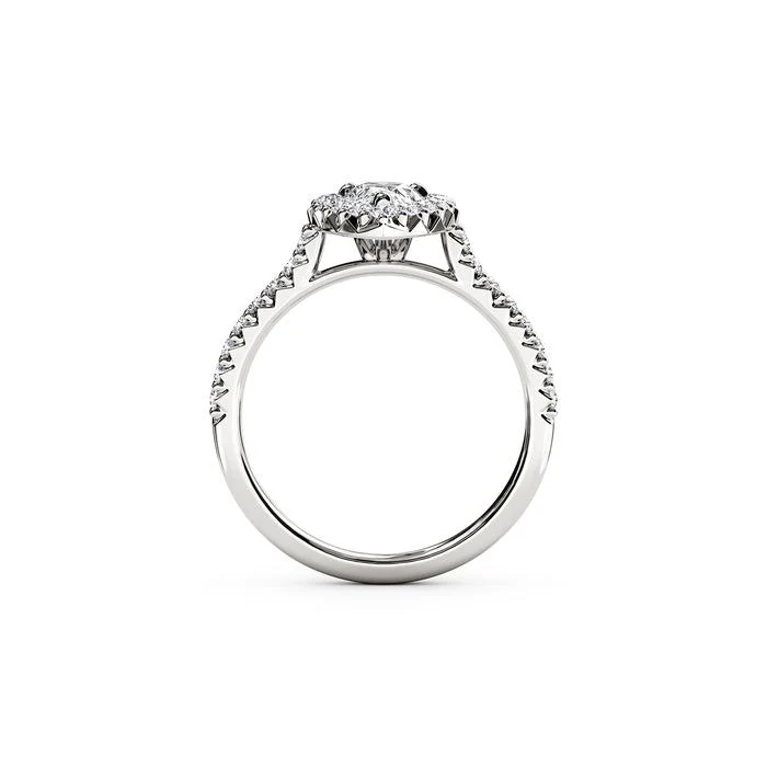 The Studio Collection Pear Shape Diamond Halo and Diamond Shank Engagement Ring - Image 3